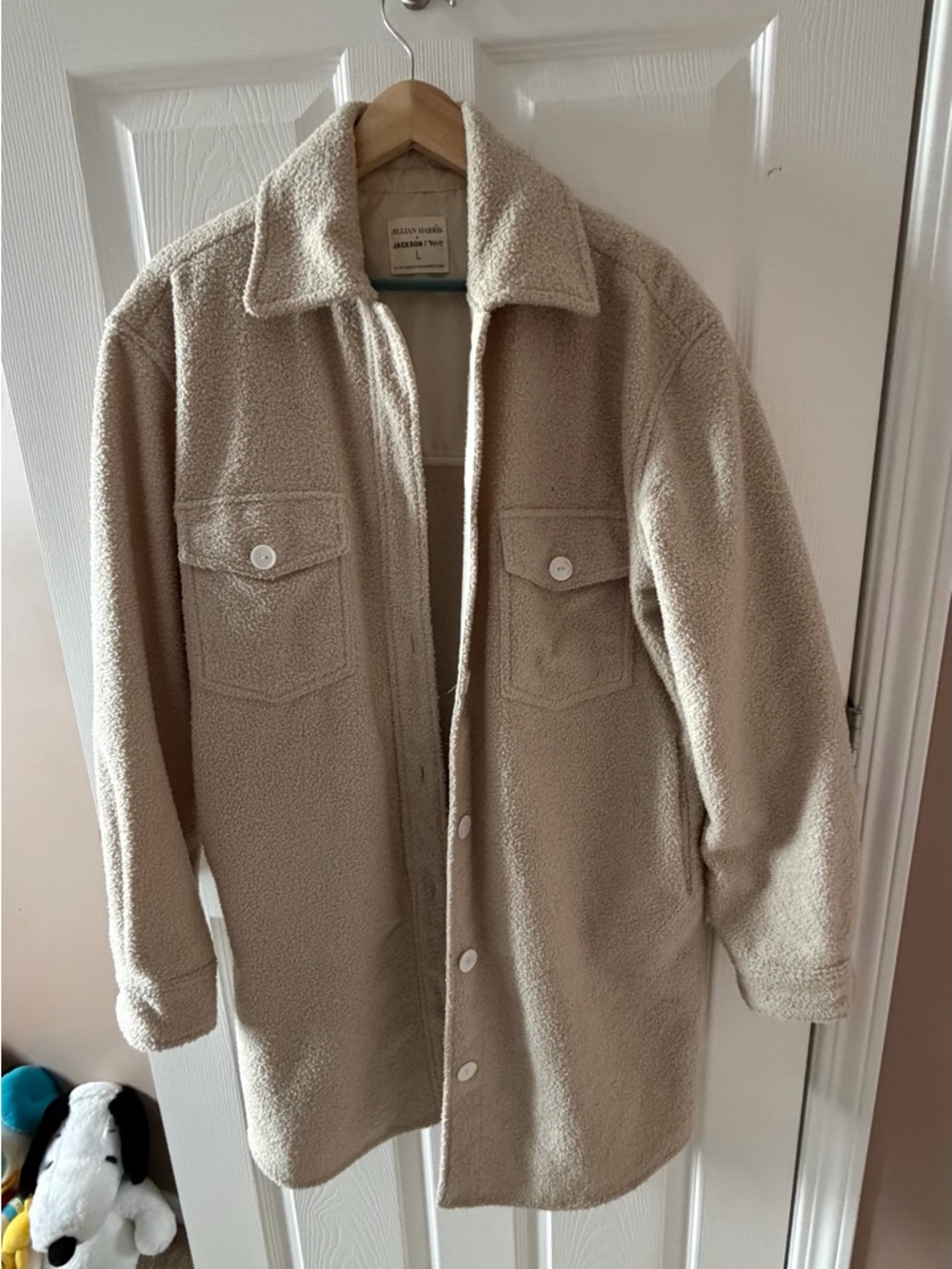 Jackson Rowe x Jillian Harris Beige Sherpa Shirt Jacket